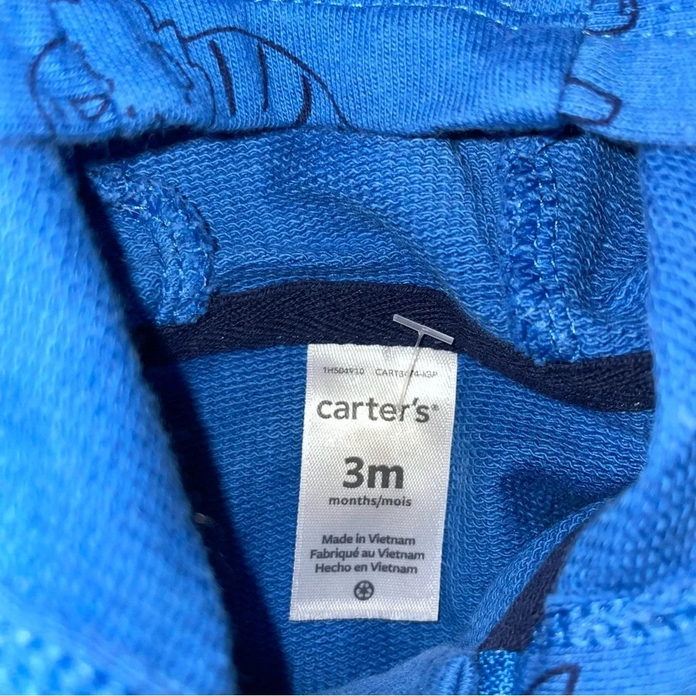 Carter’s Baby Boys Blue Dinosaur Hooded One-Piece 3 Months